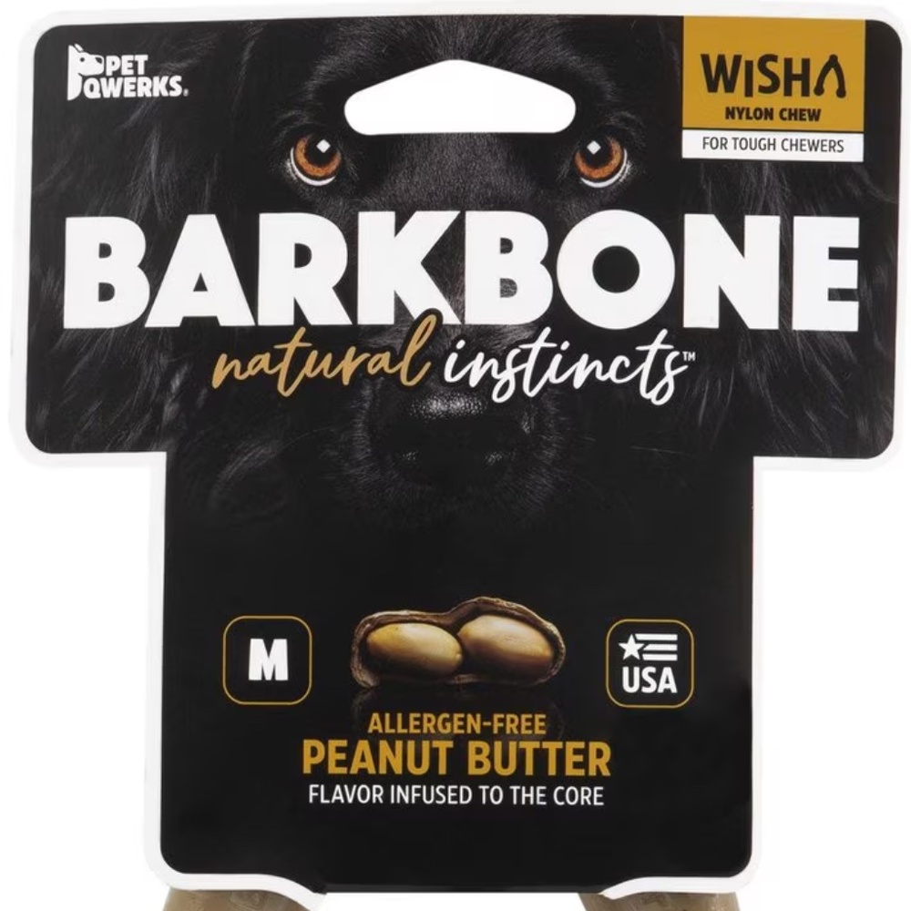 Wishbone BarkBone - Nylon Chew Toy for Aggressive Chewers - Peanut Butter